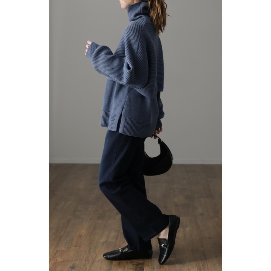 ニット レディース 秋 新作 トップス レイヤード 2点セット ベスト ショートニット タートル ハイネック 長袖 リブニット セーター タートルネック | HUG.U | 21