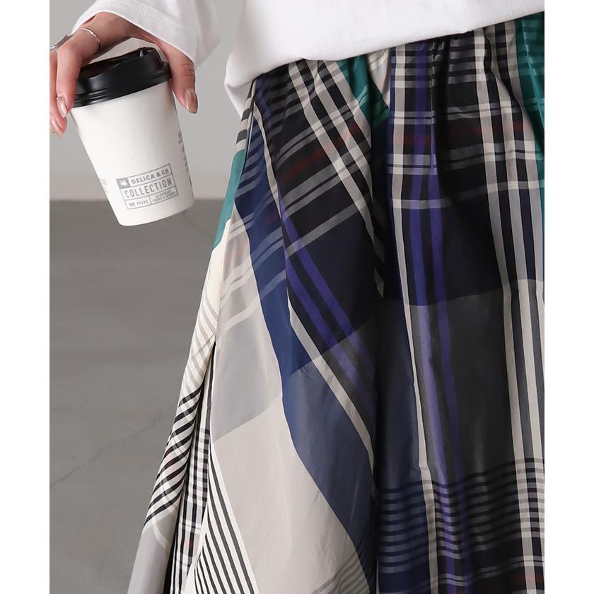 スカート 配色チェック スカート ロングスカート フレア Aライン レディース チェック柄 ボトムス フレアスカート タイムセールSW2 | HUG.U | 19