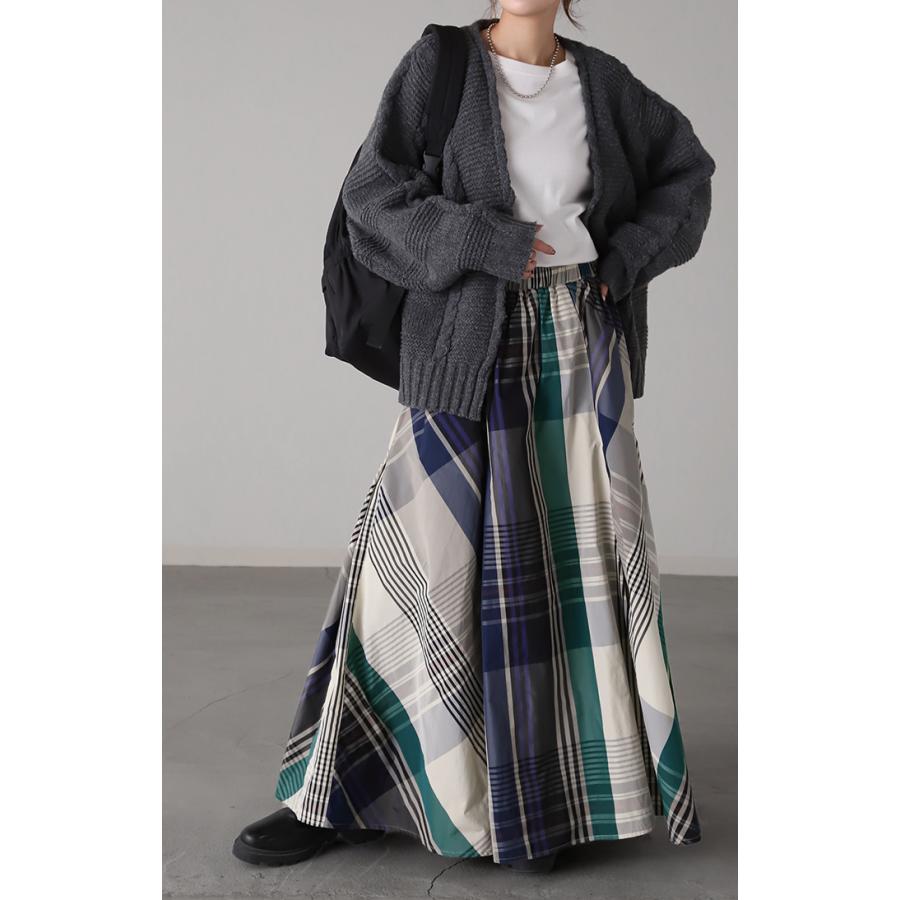 スカート 配色チェック スカート ロングスカート フレア Aライン レディース チェック柄 ボトムス フレアスカート タイムセールSW2 | HUG.U | 09