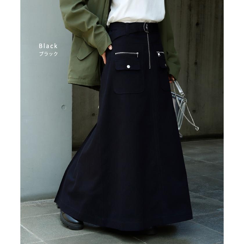 スカート ポケット チノスカート Aラインスカート レディース ベルト ボトムス | HUG.U | 19