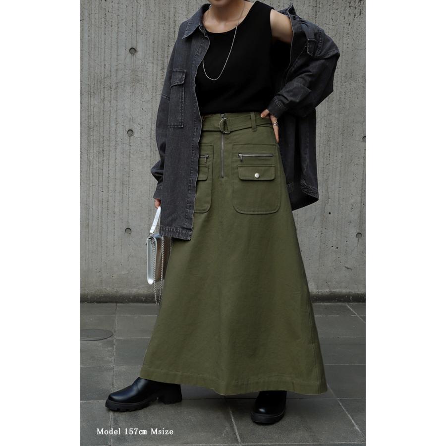 スカート ポケット チノスカート Aラインスカート レディース ベルト ボトムス | HUG.U | 05