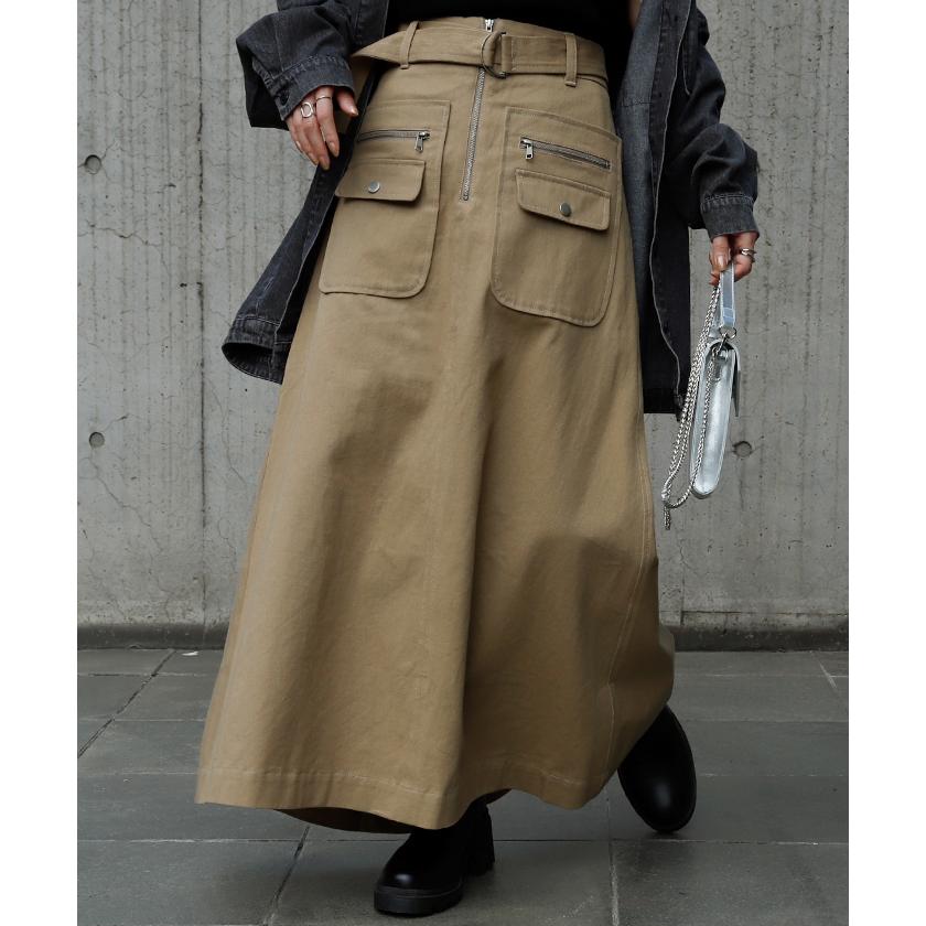 スカート ポケット チノスカート Aラインスカート レディース ベルト ボトムス | HUG.U | 07