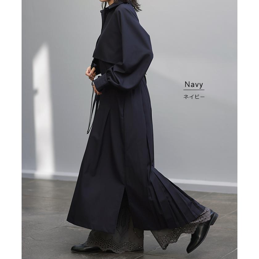 ワンピース プリーツ シャツ ロングワンピース ロング レディース アウター トレンチコート ぽわん袖 ナチュラル シャツワンピース タイムセールSW2 | HUG.U | 17