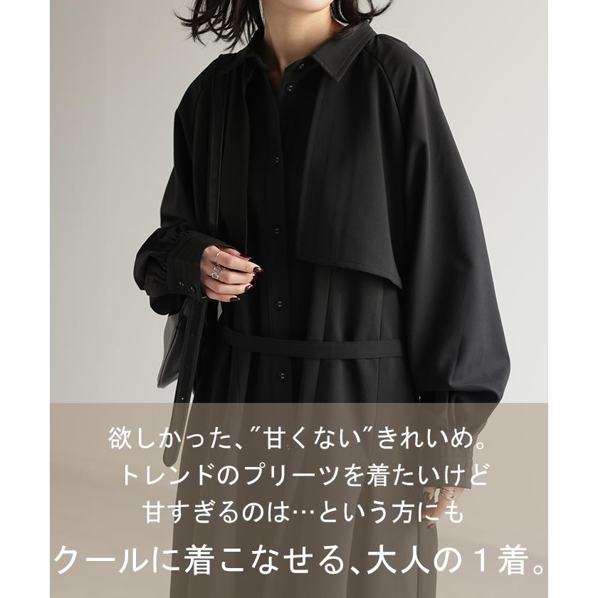 新品未使用　トレンチプリーツワンピース 楽天市場】ワンピ MODE「 トレンチ 風 ワンピース 」 プリーツ シャツ