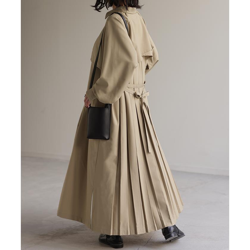 ワンピース プリーツ シャツ ロングワンピース ロング レディース アウター トレンチコート ぽわん袖 ナチュラル シャツワンピース タイムセールSW2 | HUG.U | 09