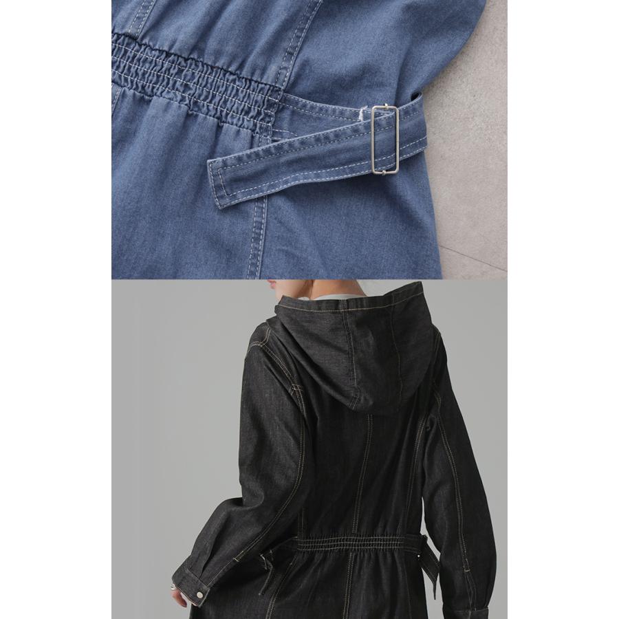 ワンピース ワンピ デニム タイト目 ハーフジップ デニムワンピ デニムワンピース ロングワンピース | HUG.U | 12