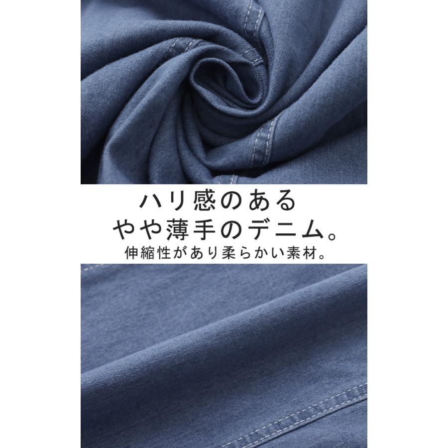ワンピース ワンピ デニム タイト目 ハーフジップ デニムワンピ デニムワンピース ロングワンピース | HUG.U | 15