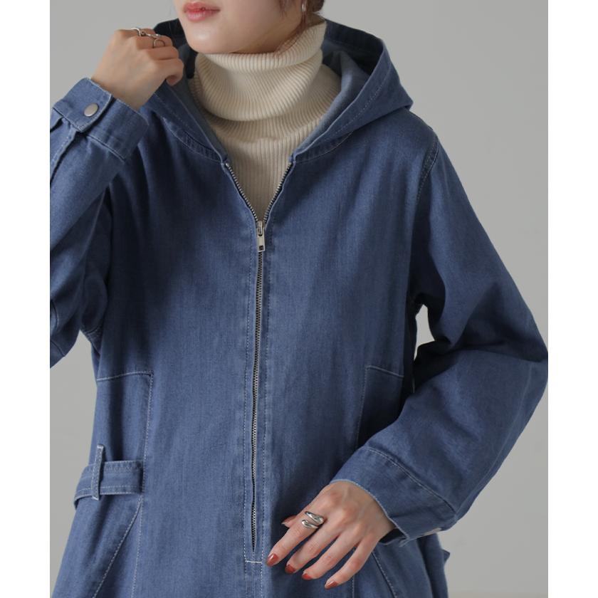 ワンピース ワンピ デニム タイト目 ハーフジップ デニムワンピ デニムワンピース ロングワンピース | HUG.U | 17