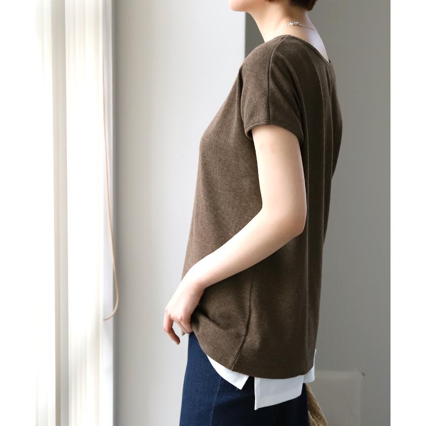 Tシャツ レディース トップス フレンチスリーブ リブ 半袖 リブT フレンチ カットソー きれいめ | HUG.U | 08