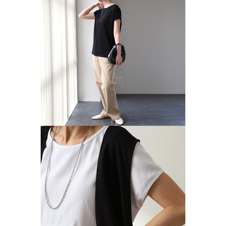 Tシャツ レディース トップス フレンチスリーブ リブ 半袖 リブT フレンチ カットソー きれいめ | HUG.U | 09