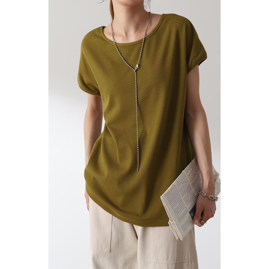 Tシャツ レディース トップス フレンチスリーブ リブ 半袖 リブT フレンチ カットソー きれいめ | HUG.U | 12