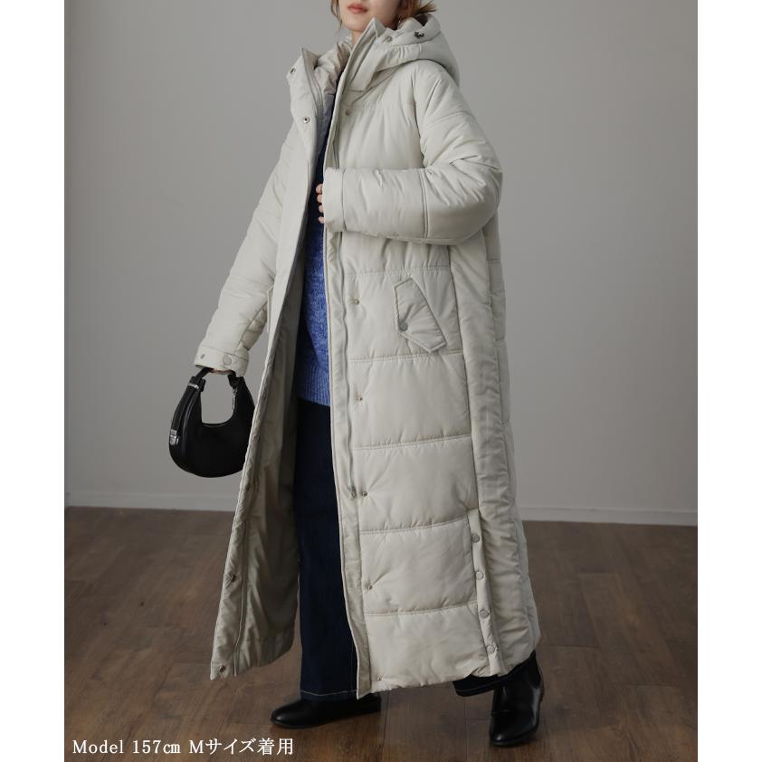 アウター レディース 中綿 コート 暖か ダウン フェイクダウン ベンチコート スタンドカラー フード ダウンコート ロングコート | HUG.U | 20