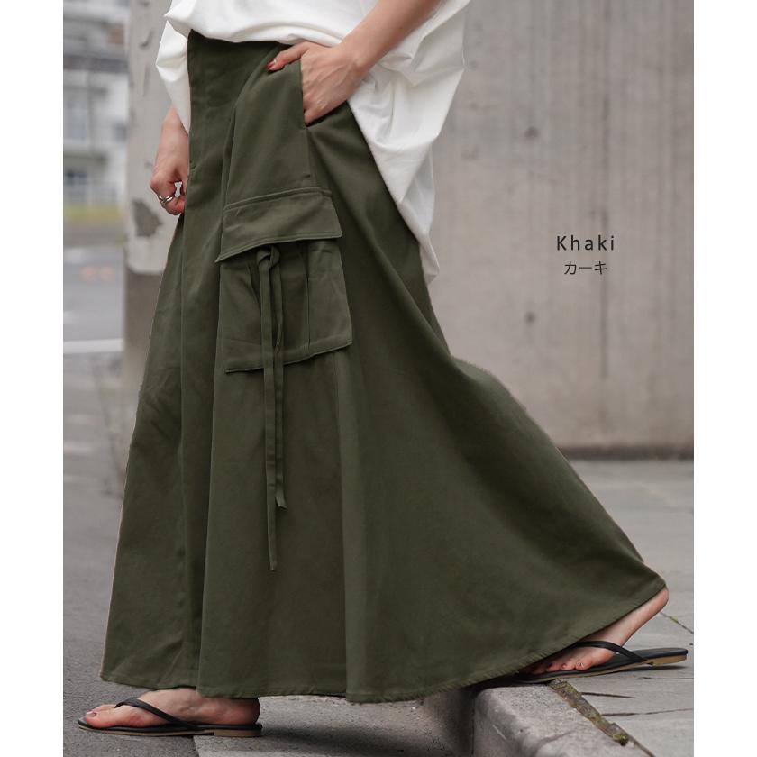 スカート Aライン ポケット チノスカート Aラインスカート レディース フレア ボトムス ロングスカート | HUG.U | 22