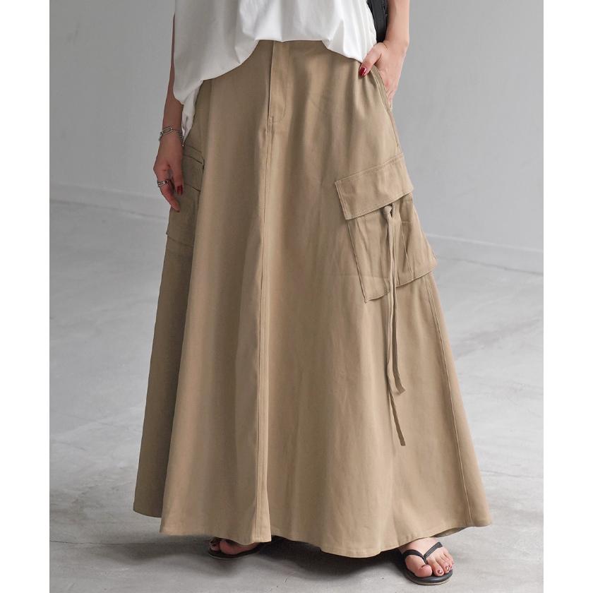 スカート Aライン ポケット チノスカート Aラインスカート レディース フレア ボトムス ロングスカート | HUG.U | 07