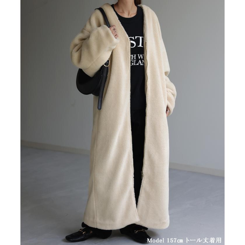 ボアコート ロング  ボアパーカー レディース ボア コート アウター ロングコート ブルゾン ボアジャケット 2411sl | HUG.U | 15