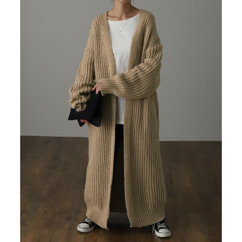 ジャケット・アウター Hug knit cardigan HUG.U カーディガン 超ロング ニット アウター ニット