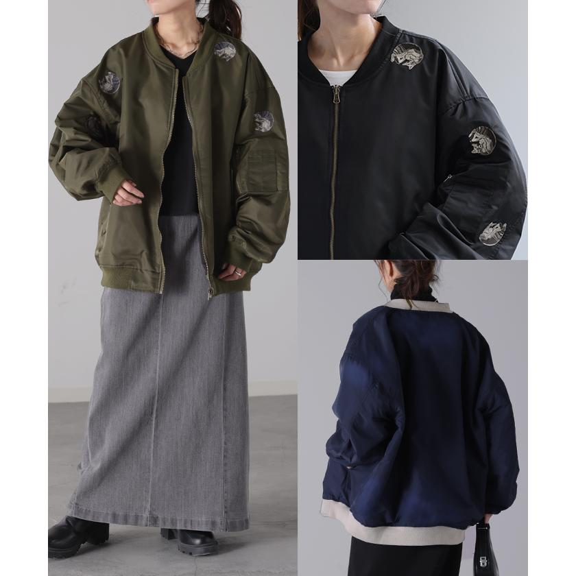 アウター リバーシブル MA-1 ジャンパー レディース チュニック ロングMA-1 ミリタリーコート ミリタリー OUTER2410 | HUG.U | 12