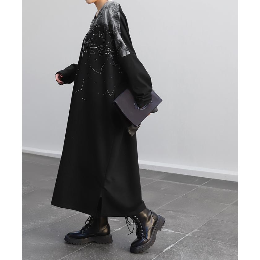 ワンピース 体型カバー レディース コクーン スウェットワンピ スウェットワンピース ロング ロングワンピ | HUG.U | 03