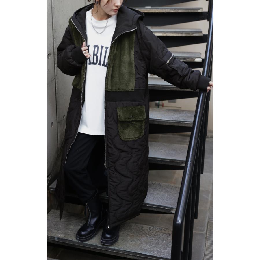 アウター リバーシブル レディース ミリタリー 中綿 コート 暖か ミリタリーコート ロングMA-1 キルティング OUTER2410 | HUG.U | 08