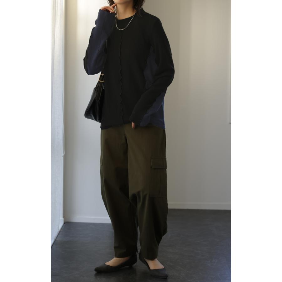 ニットソー カットソー レディース ティーシャツ インナー 無地 長袖 ロンT Tシャツ ハイネック バイカラー | HUG.U | 18