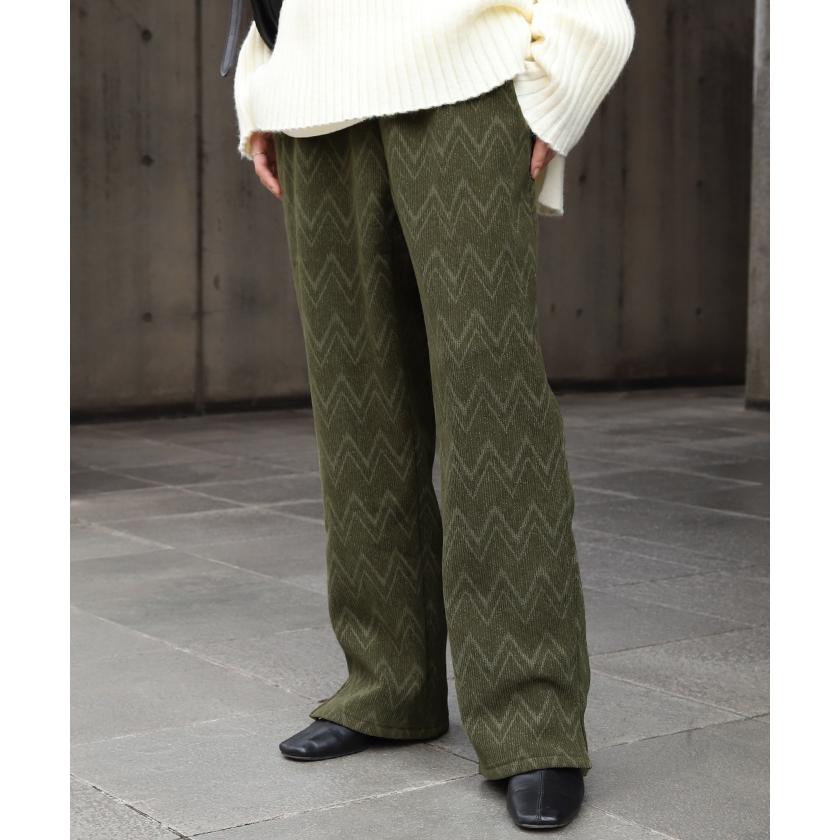 パンツ 裏起毛 リブ リブパンツ ボトムス レディース ワイドパンツ ワイド ロング ボア ヘリンボーン | HUG.U | 06