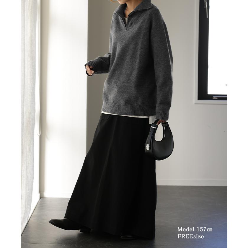 ニット ハーフジップ  トップス レディース セーター タートルネック ハイネック オーバーサイズ プルオーバー | HUG.U | 08