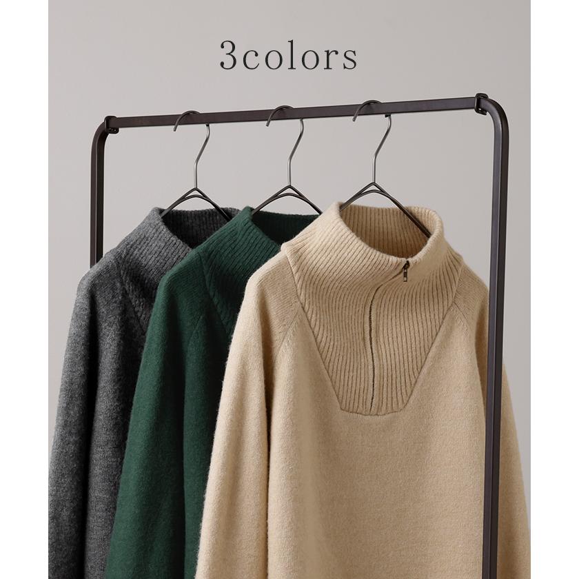 ニット ハーフジップ  トップス レディース セーター タートルネック ハイネック オーバーサイズ プルオーバー | HUG.U | 09