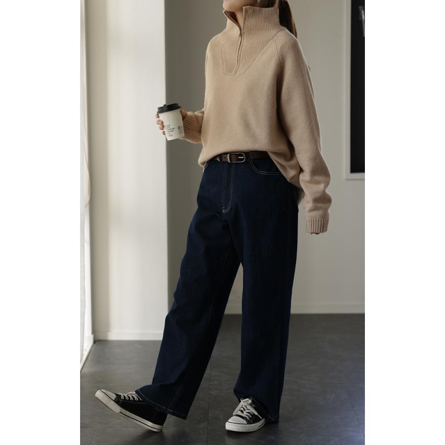 ニット ハーフジップ  トップス レディース セーター タートルネック ハイネック オーバーサイズ プルオーバー | HUG.U | 10