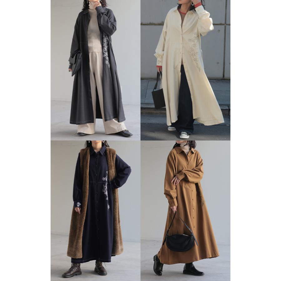 HUG.U ワンピース ワンピ シャツ お洒落 刺繍 シャツワンピ