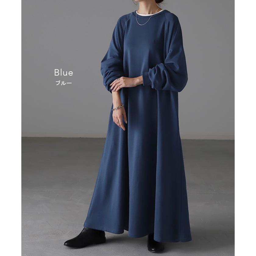 ワンピース 刺繍 ロングワンピース レディース ロゴスウェット ロング ロングワンピ マキシ 長袖 スウェット タイムセールSW2 | HUG.U | 15