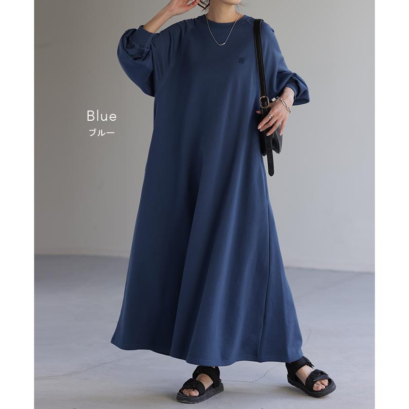 ワンピース 刺繍 ロングワンピース レディース ロゴスウェット ロング ロングワンピ マキシ 長袖 スウェット タイムセールSW2 | HUG.U | 15