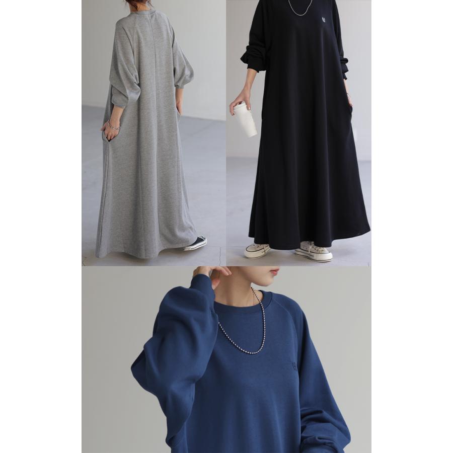 ワンピース 刺繍 ロングワンピース レディース ロゴスウェット ロング ロングワンピ マキシ 長袖 スウェット タイムセールSW2 | HUG.U | 17