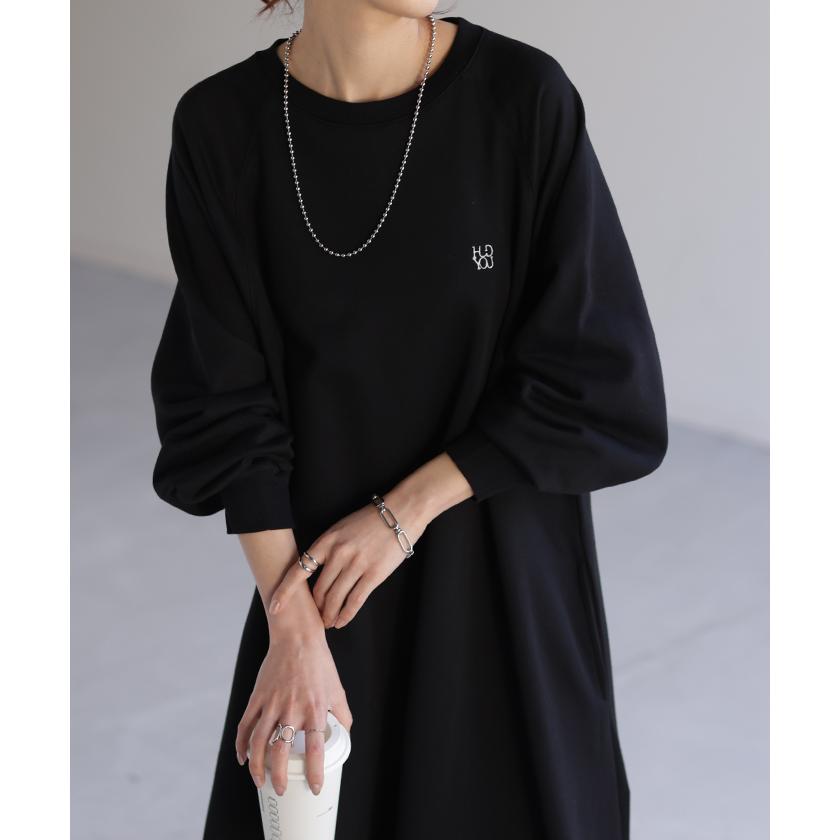 ワンピース 刺繍 ロングワンピース レディース ロゴスウェット ロング ロングワンピ マキシ 長袖 スウェット タイムセールSW2 | HUG.U | 21