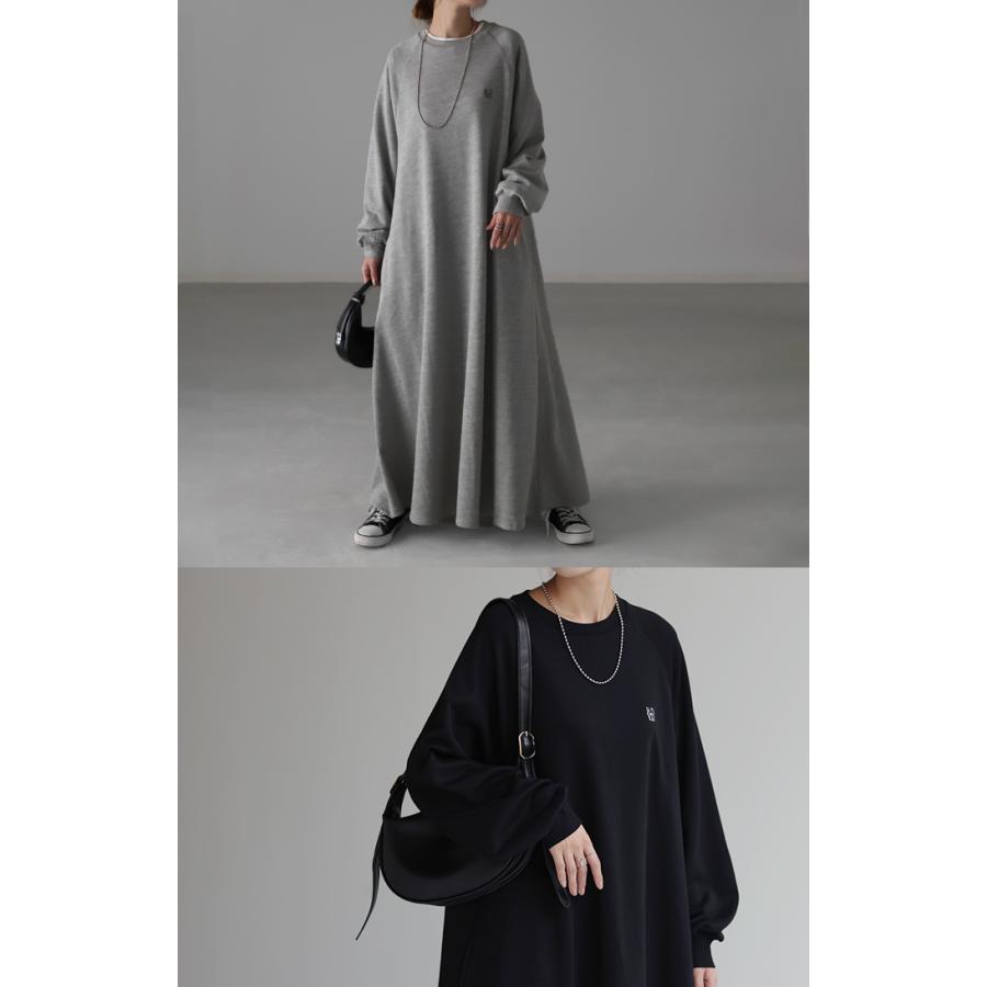 ワンピース 刺繍 ロングワンピース レディース ロゴスウェット ロング ロングワンピ マキシ 長袖 スウェット タイムセールSW2 | HUG.U | 06