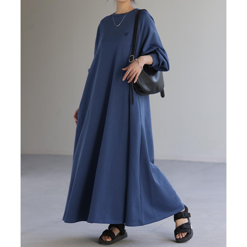 ワンピース 刺繍 ロングワンピース レディース ロゴスウェット ロング ロングワンピ マキシ 長袖 スウェット タイムセールSW2 | HUG.U | 07