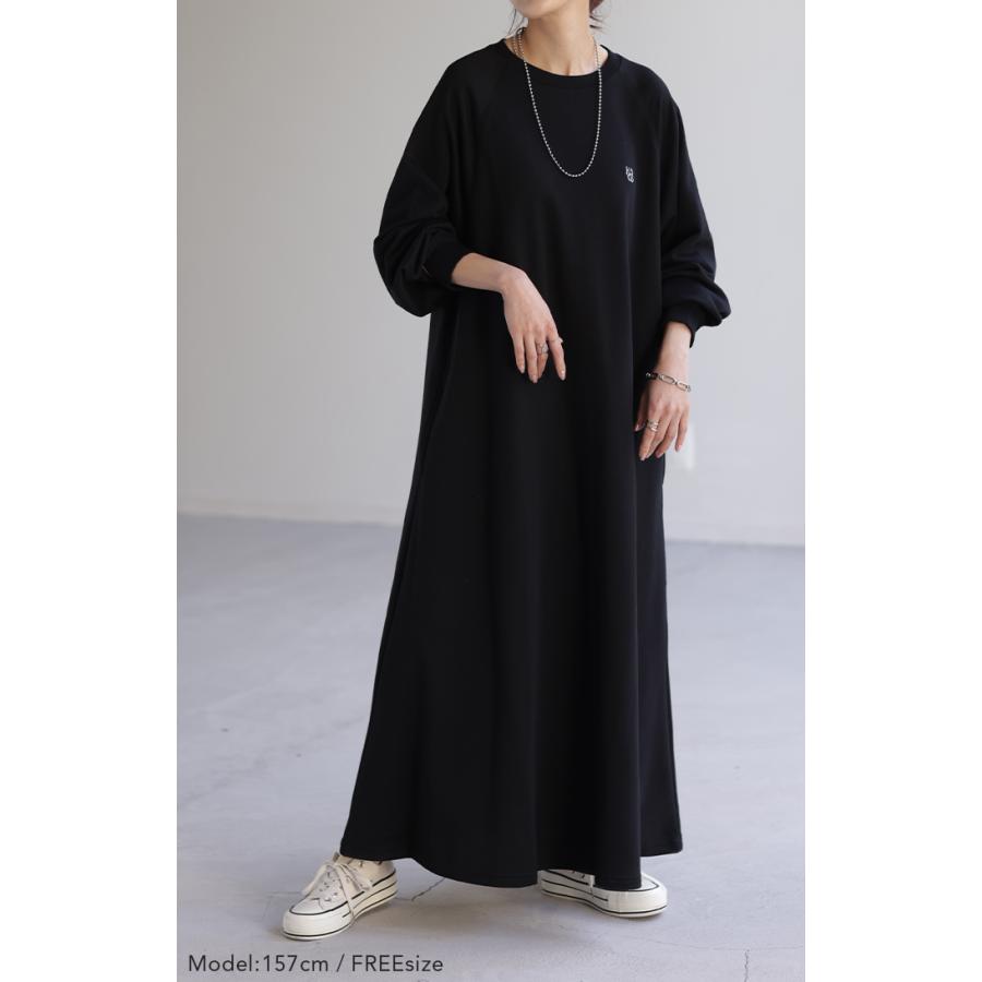 ワンピース 刺繍 ロングワンピース レディース ロゴスウェット ロング ロングワンピ マキシ 長袖 スウェット タイムセールSW2 | HUG.U | 09