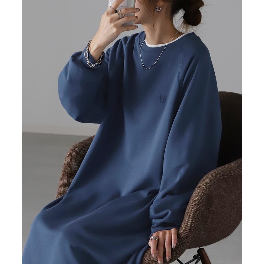 ワンピース 刺繍 ロングワンピース レディース ロゴスウェット ロング ロングワンピ マキシ 長袖 スウェット タイムセールSW2 | HUG.U | 10