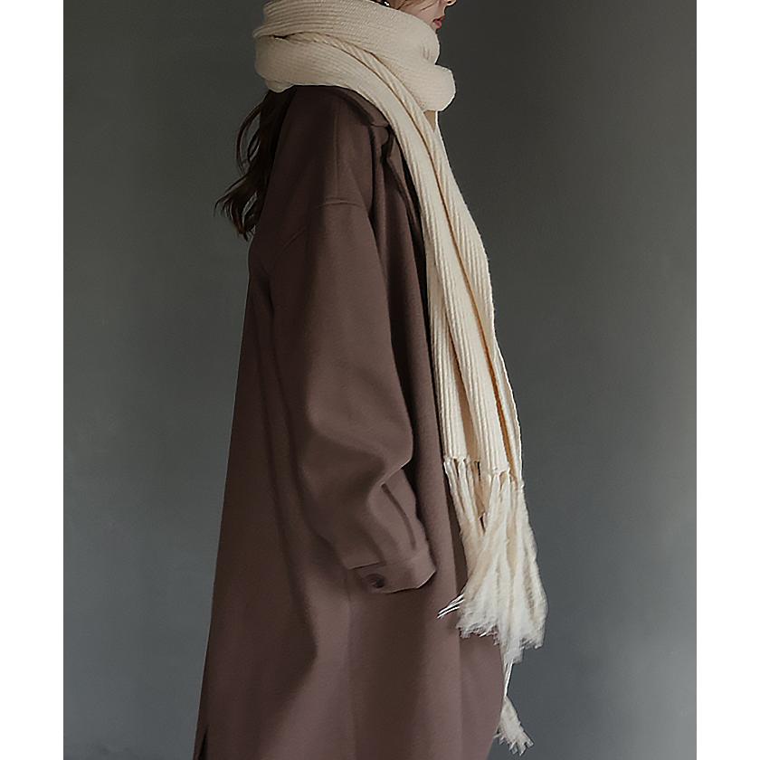 マフラー ニット 大判 厚手 レディース ニットマフラー ふわふわ フリンジ 大判ストール 大判マフラー 無地 | HUG.U | 22