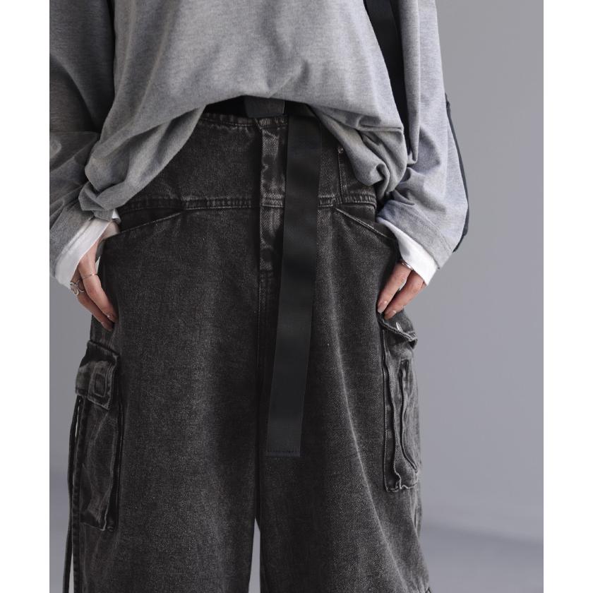 デニムパンツ パンツ ハーフパンツ ワイドパンツ レディース ワイド ジーンズ ジーパン ボトム カーゴパンツ | HUG.U | 12