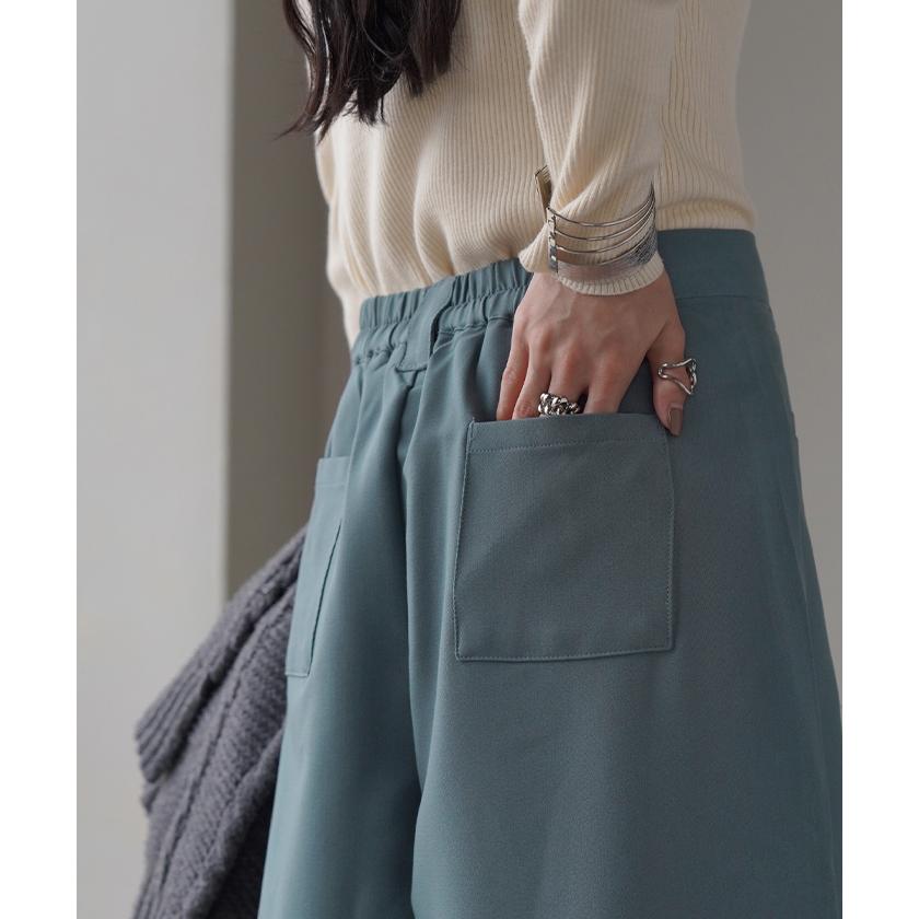 パンツ ワイド ボトムス レディース ボトムス ボトム ズボン ずぼん ワイドパンツ タック タックパンツ ゴム ウエストゴム ポケット ガウチョ バギー | HUG.U | 11