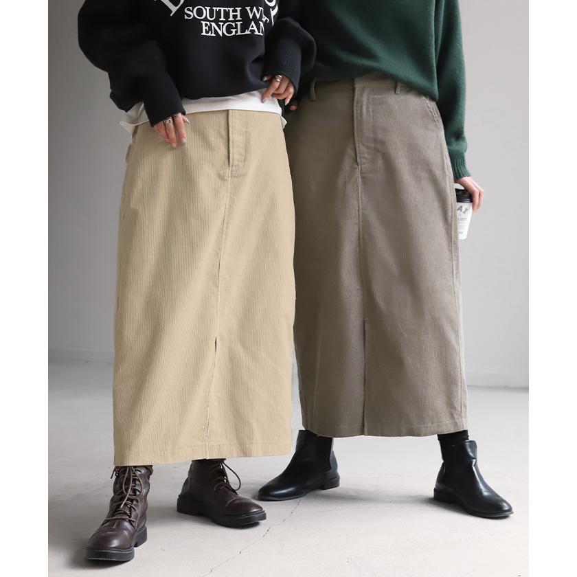 スカート コーデュロイ ロングスカート レディース ボトムス マキシ丈 マキシスカート ストレート ペンシルスカート | HUG.U | 20