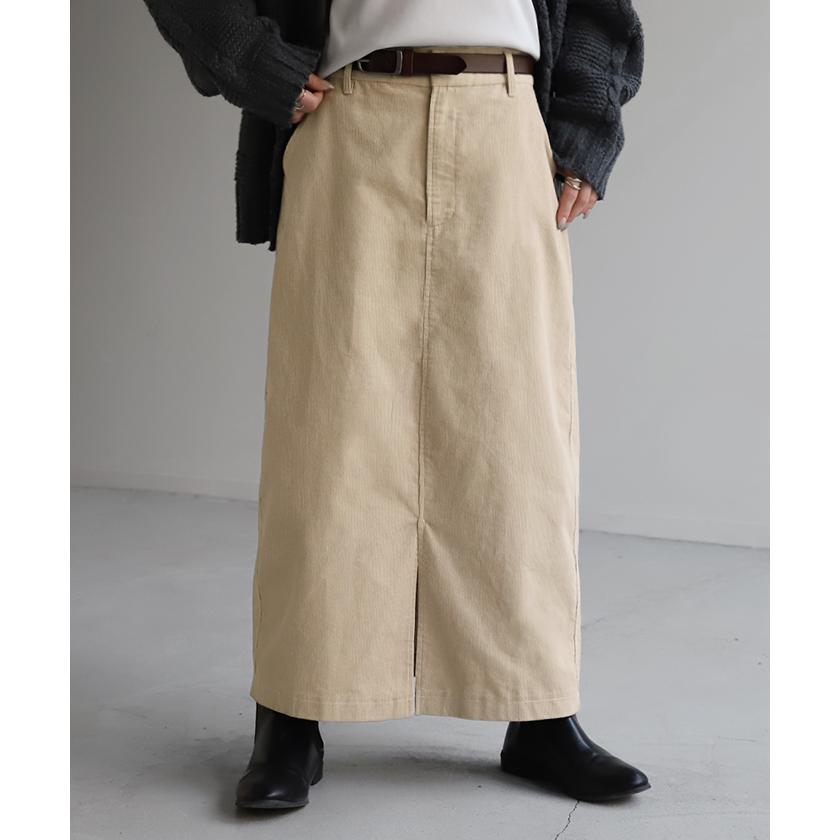 スカート コーデュロイ ロングスカート レディース ボトムス マキシ丈 マキシスカート ストレート ペンシルスカート | HUG.U | 08