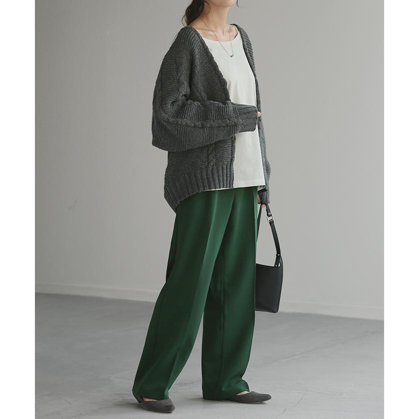 パンツ タックパンツ レディース タック ワイドパンツ ワイド ロング 大きいサイズ ボトム 体型カバー | HUG.U | 16