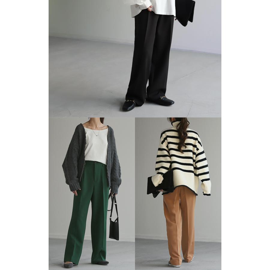 パンツ タックパンツ レディース タック ワイドパンツ ワイド ロング 大きいサイズ ボトム 体型カバー | HUG.U | 19