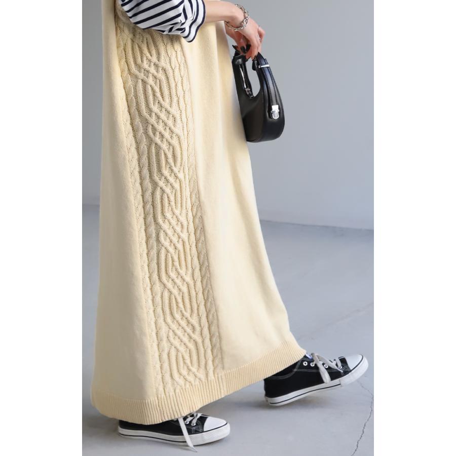 ベスト 体型カバー ニットベスト レディース フード レイヤード ロングベスト トップス セーター チュニック2 2411sl | HUG.U | 23