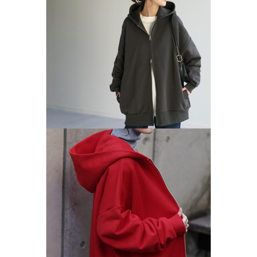 HUG.U パーカー 体型カバー 刺繍 アウター レディース ライト