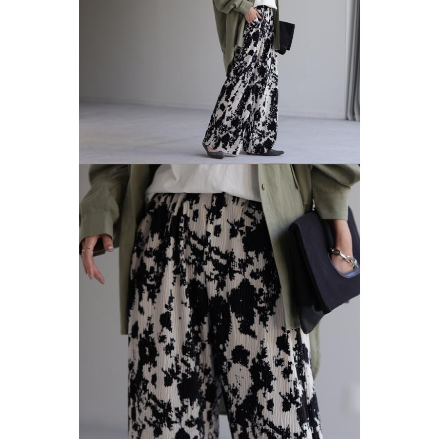 リブパンツ セルフカット プリーツ ワイドパンツ レディース ボトムス パンツ リブ カットオフ フリーカット 裾 高身長 カット | HUG.U | 18