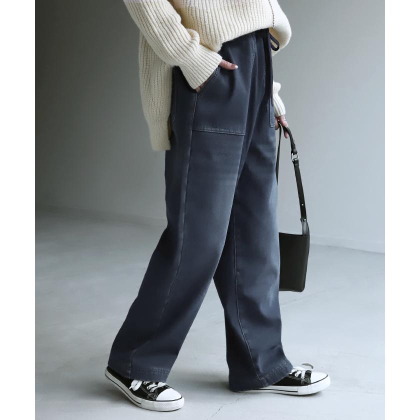 デニムパンツ レディース 裏シャギー ストレート 大きいサイズ ジーンズ ジーパン ボトム 体型カバー ワイド ボトムス ズボン ゆったり | HUG.U | 10