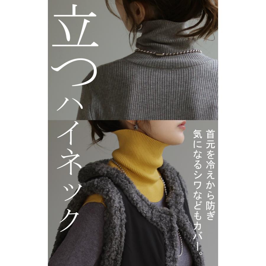 ニット 発熱 リブ タートル ハイネック タートルニット 下着 インナー リブニット タートルネック トップス | HUG.U | 21