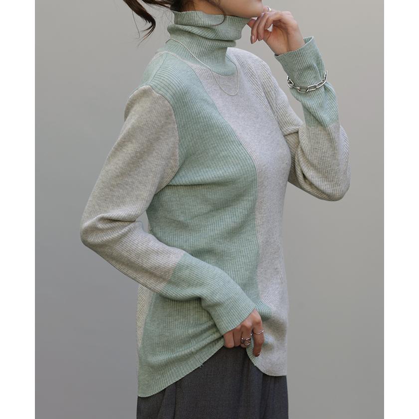 ニット 発熱 リブ タートル ハイネック タートルニット 下着 インナー リブニット タートルネック トップス | HUG.U | 11